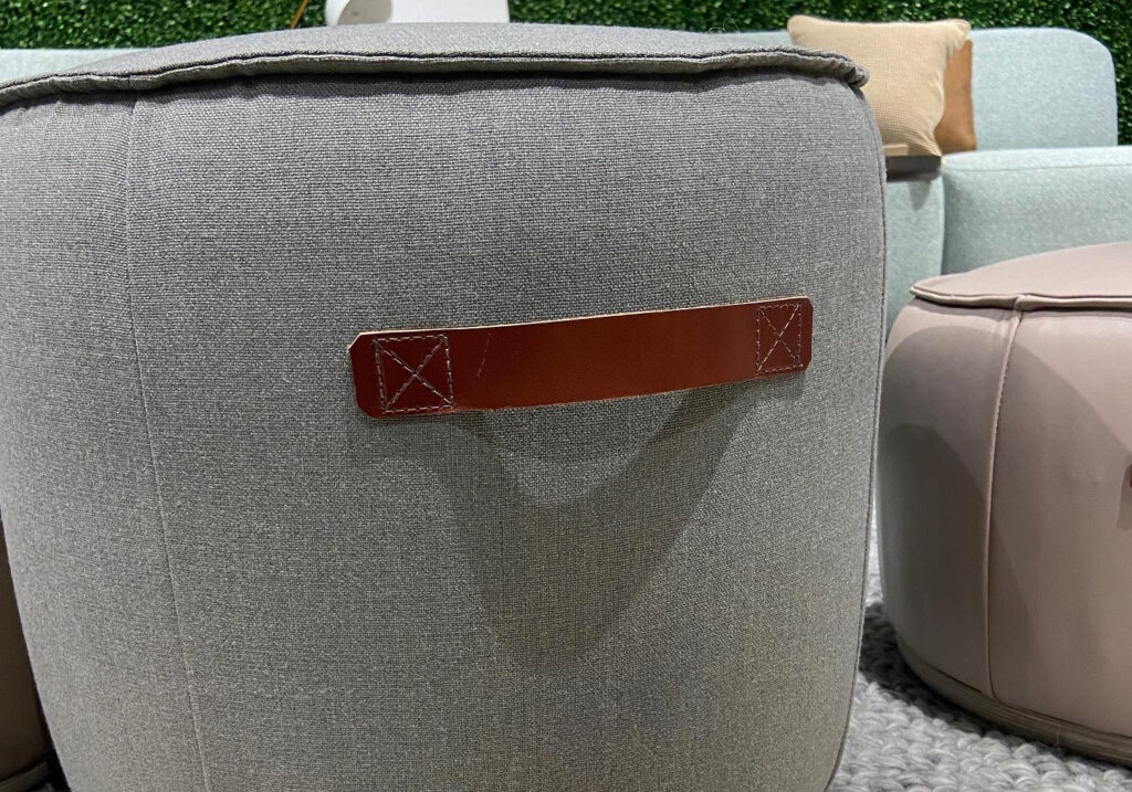 Cortina Leathers Santa Fe strap leather on poofs at JSI Cortina Leathers Santa Fe strap leather on poofs at JSI