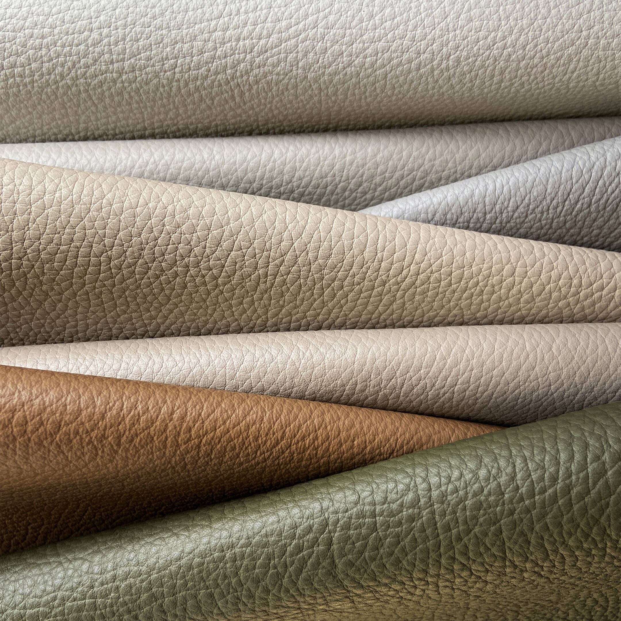 Cortina Leathers "Bavaria" upholster leather from Germany in many lovely neutral browns, beiges and greens.