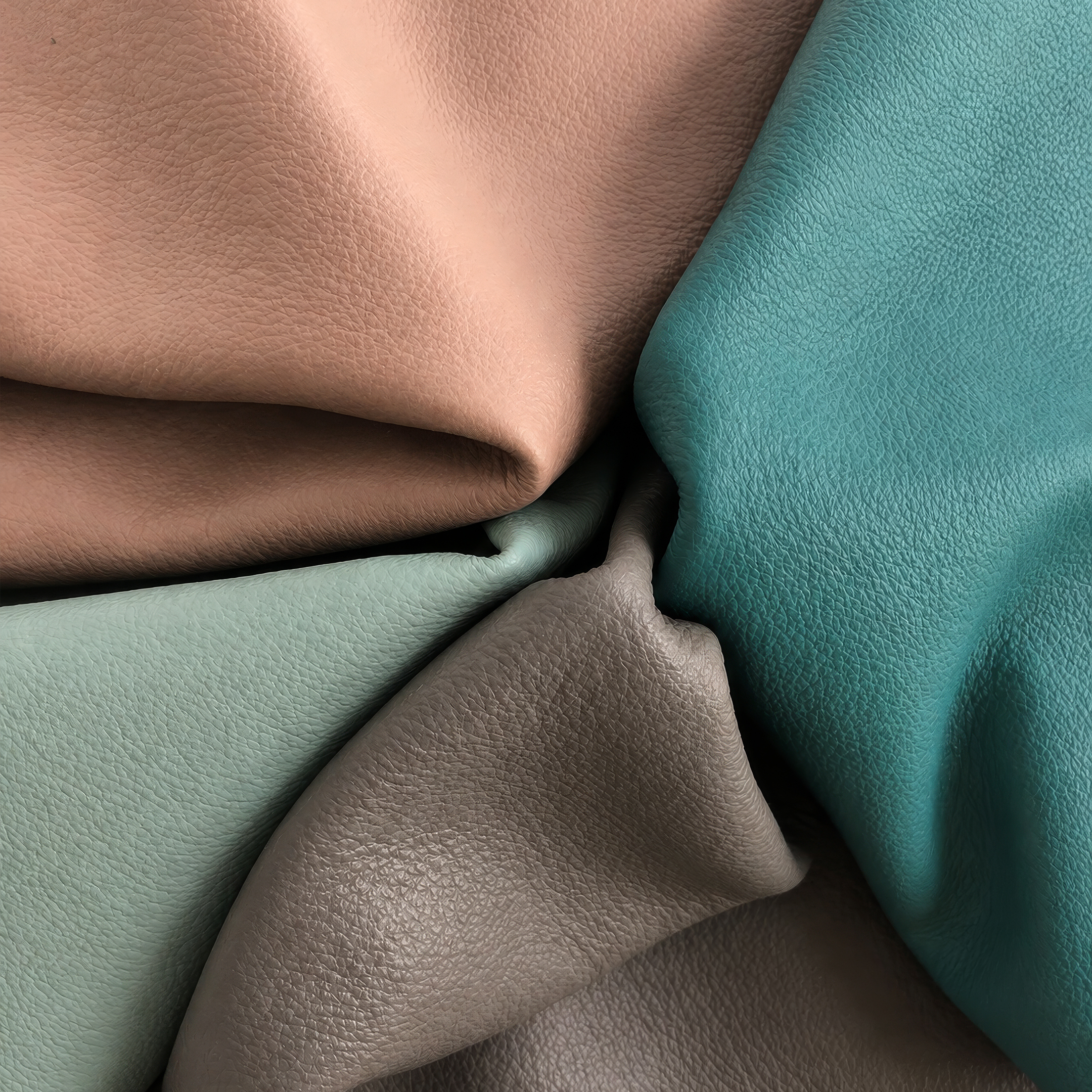Cortina Leathers' Vernazza collection is a colorful Italian pigmented line with excellent yield shown here in 4 lovely colors: a Tiffany blue, pale clay, stoney gray, and spring green