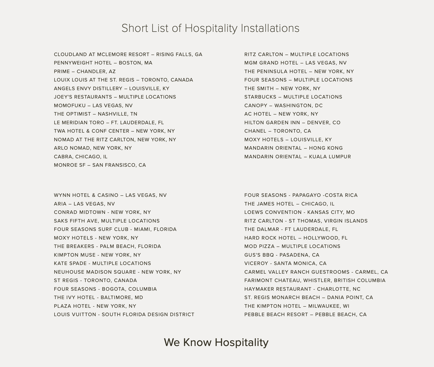 A short list of Cortina Leathers hospitality design installations