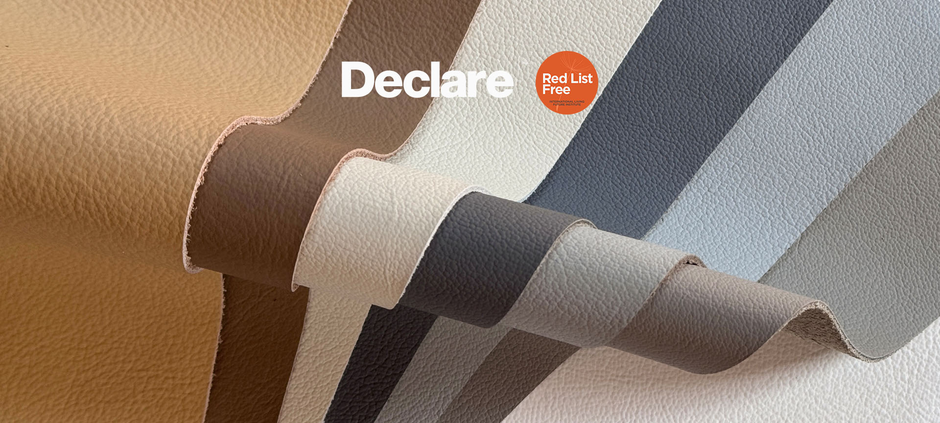 Showing 6 new colors of Davenport, bright yellow, steely blues, and neutral browns, Cortina's Davenport is made in the U.S.A., has Cypton® protection, and has achieved Declare label certification, offering ingredient transparency and Red List Free